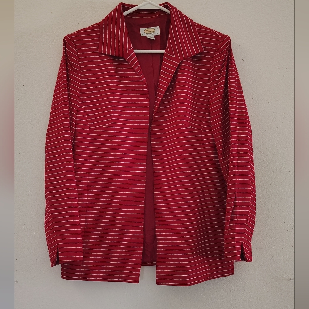 Talbots Red and White Striped Blazer Size 10 Used